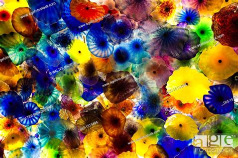 Usa Nevada Las Vegas The Bellagio Hotel Glass Flowered Ceiling By