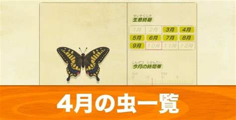 【あつ森】4月の虫一覧｜値段と入手場所【あつまれどうぶつの森】 アルテマ