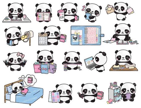 Premium Vector Clipart Kawaii Panda Cute Pandas Planner Etsy UK