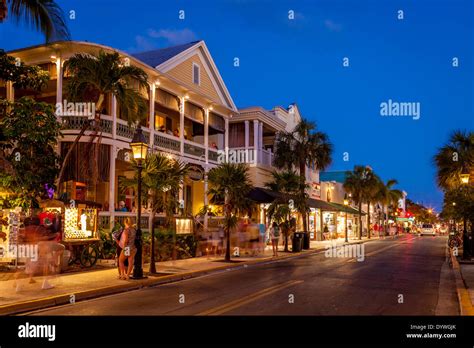 Shops and Restaurants, Duval Street, Key West, Florida, USA Stock Photo ...