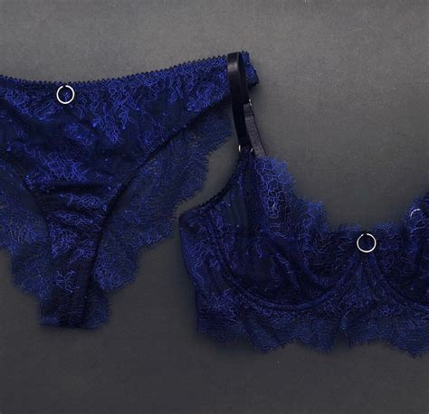 Blue Lace Lingerie Set Handmade Lingerie Blue Underwear Etsy