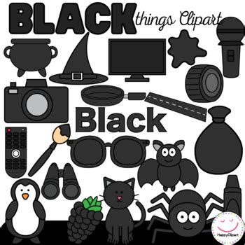 Black Color Objects Clipart by Happy Clipart | TPT