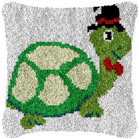 Top Hat Turtle Diy Latch Hook Pillowcase Making Kit For Adults Latch