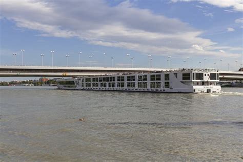 VIENNA, AUSTRIA - August 17, 2019: Cruise Ship Sailing on Danube River ...