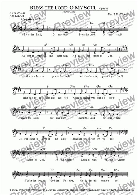 Bless The Lord O My Soul Download Sheet Music Pdf File