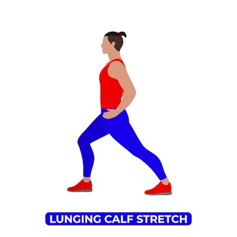 Homem Vetor Fazendo Lunging Straight Leg Calf Stretch Uma Ilustração