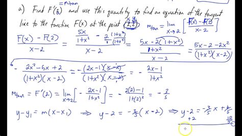 Definition Of Derivative Part 2 Find Slope And Equation Youtube