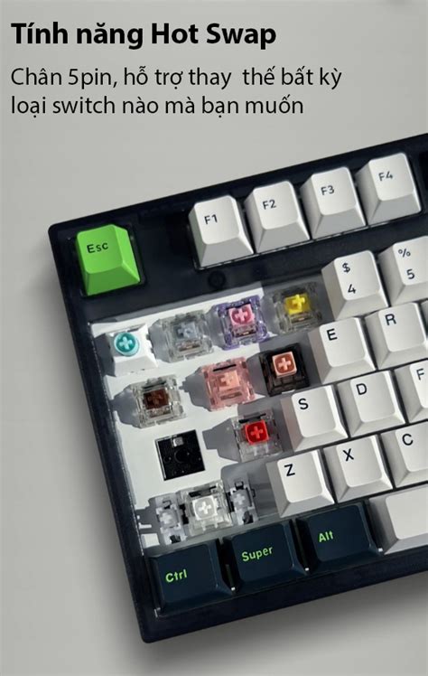 BÀN PHÍM CƠ FL ESPORTS GP87 CP WHITE GREY WHITE SW (GATERON PRO) (USBC