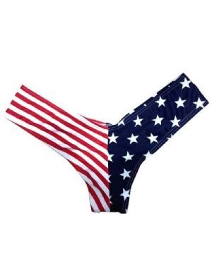 Women Sexy Swimwear Brazilian Bikini Thong V Style Swim Bottom Flag C E N