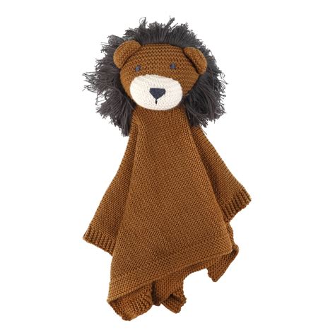 Organic Baby Toys Hand Knit Lion Lovey Organic Cotton Blanket Soother