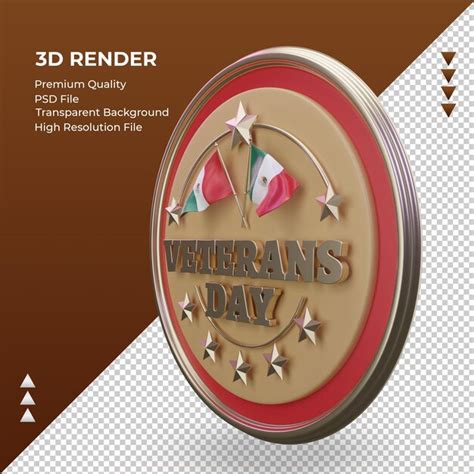 Premium Psd 3d Veterans Day Mexico Rendering Right View