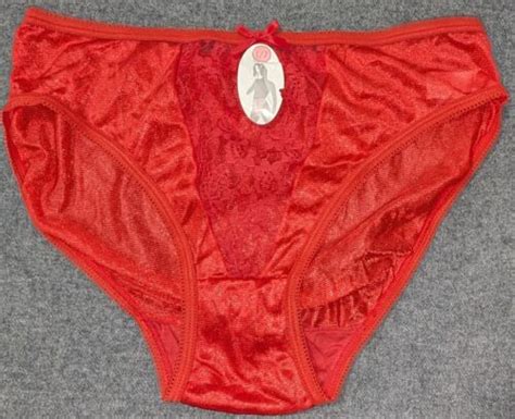 NWT Vintage Commotion Nylon Lace Bikini Panties L 7 Gem