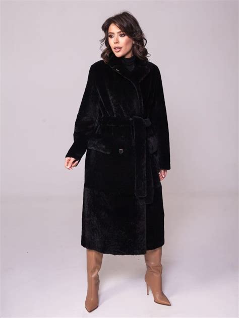 Двубортная дубленка Donna Bacconi из натуральной овчины