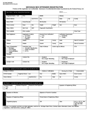 Michigan Sex Offender Registration Doc Template Pdffiller