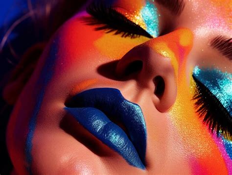 Premium Photo A Woman With Blue Lipstick And A Blue Lip