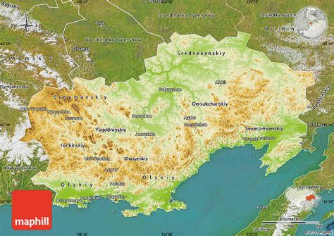physical map  magadan oblast satellite