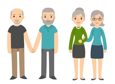 Dibujos Animados De Parejas Gay Senior Vector Premium