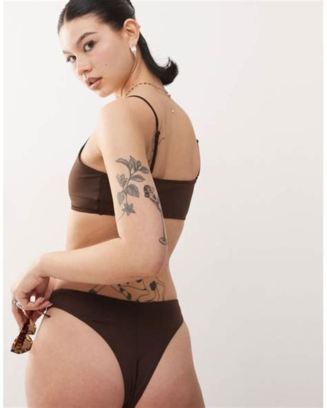 Monki Mix And Match Triangle Bikini Brief In Natural Lyst