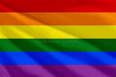 Waving LGBT Flag LGBT Flag Close Up The Gay Pride Rainbow Flag Stock Illustration