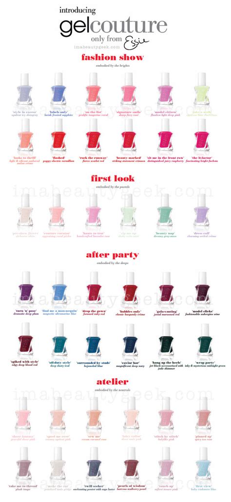 ESSIE GEL COUTURE LAUNCH COLLECTION: ALL 42 SWATCHES & REVIEW - Beautygeeks