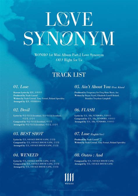 WONHO - 1st Mini Album Part 2 : 'Love Synonym (#2) Right for Us ...