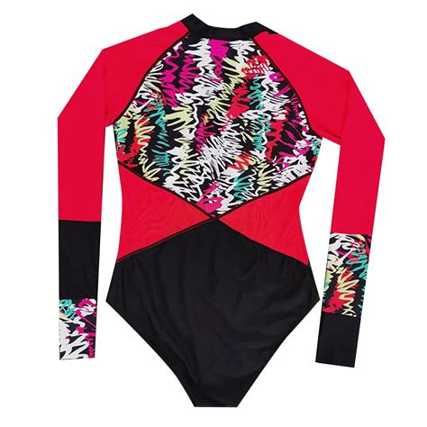 Womens One Piece Swimsuits Women Long Sleeve Floral Print Zip Front