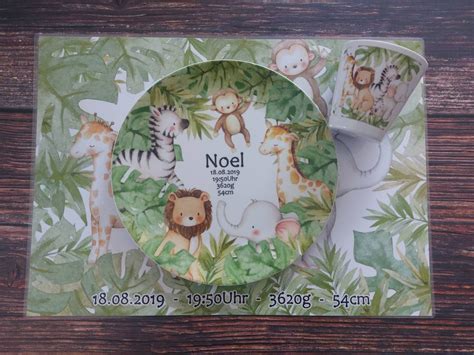 Safari Animals Childrens Plate Set Jungle Animals Etsy