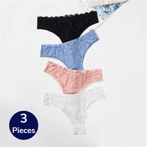 Giczi 3PCS Women S Panties Set Lace Thongs Sexy Lingerie Hollow Out Female Underwear Charming