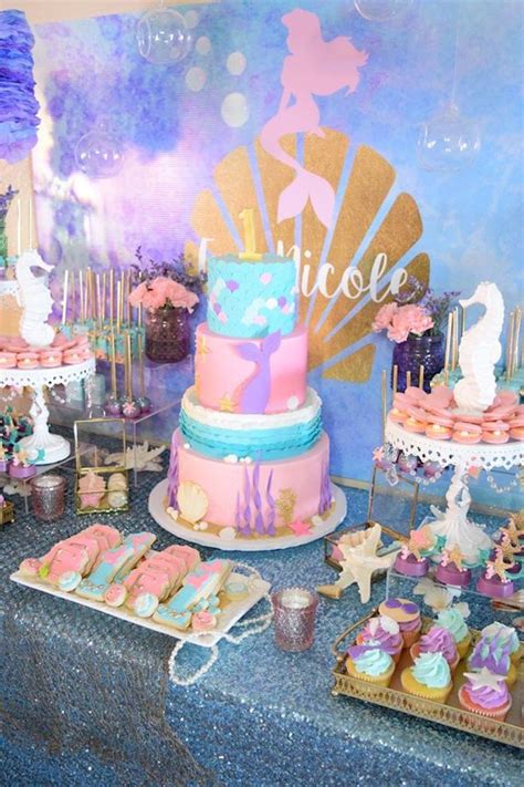 Pastel Lets Be Mermaids Birthday Party Karas Party Ideas Mermaid Theme Birthday Mermaid