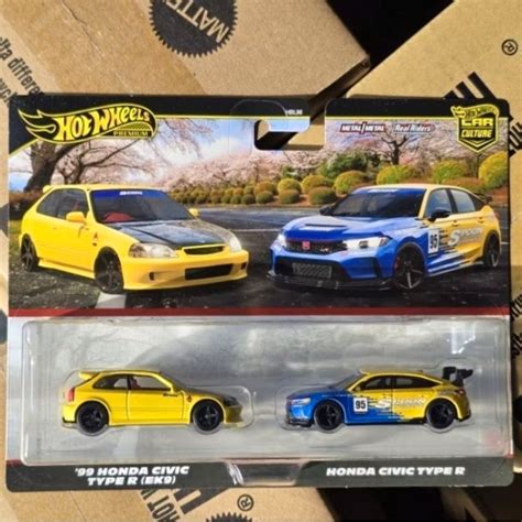 Hot Wheels Premium Twin Pack Honda Civic Type R Ek Honda Civic Type R Spoon Twinpack