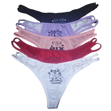 Calcinha Feminina Fio Dental Frases Kit Sex Shopee Brasil