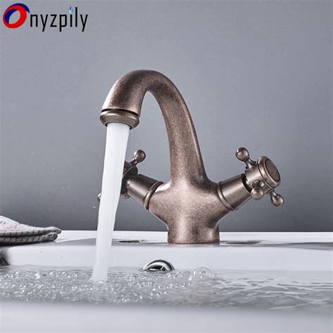 Aliexpress Buy Antique Red Bathroom FaucetDual Handle Faucets Basin Hot And Cold Water
