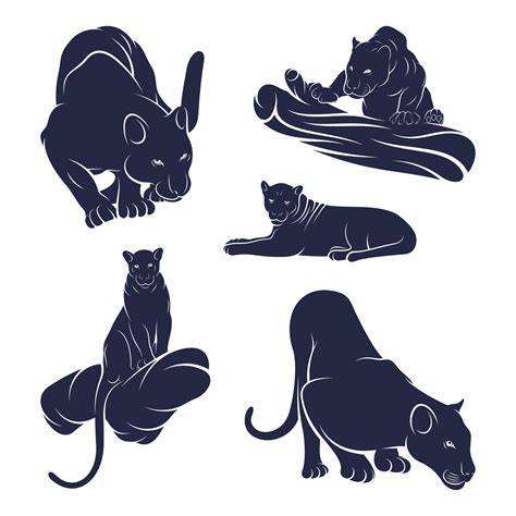 set  panther vector illustration design panther logo design template