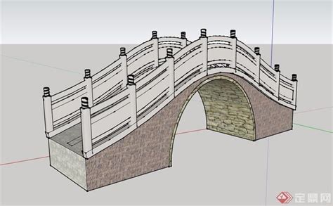 古典中式风格拱桥景观桥设计su模型