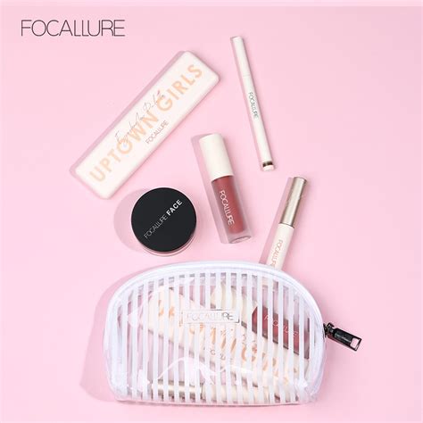 Bộ 6 Dụng Cụ Trang điểm Focallure Gồm Phấn Mắt Mascara Son Môi Chì Kẻ