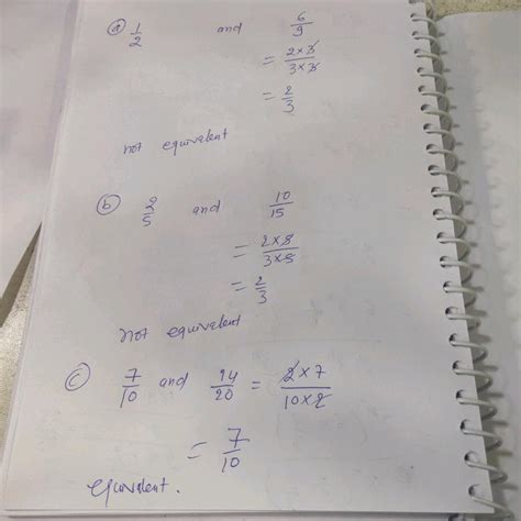 Identify The Pair S Of Equivalent Fractions N Begin Array L L