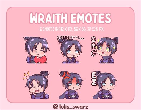 Chibi Wraith Apex Legends Twitch Emotes 6 Emote Pack By Etsy