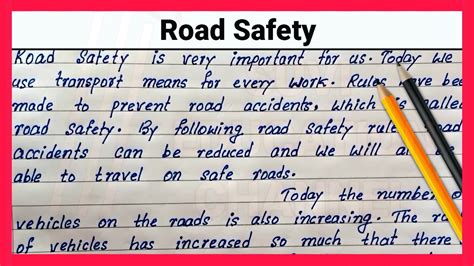 Road Safety Easy English Paragraph Writing Write English Essay On