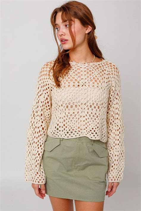 Long Sleeve Crochet Top ShopperBoard