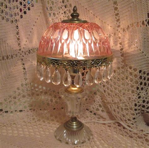 Vintage Pink Cut Glass And Crystal Boudoir Lamp By Gardenspring