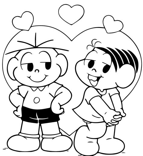 Monica E Cebolinha Para Colorir