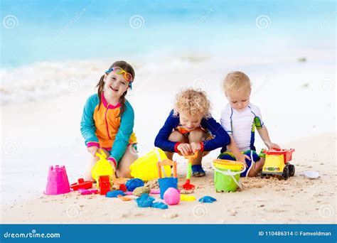 Kids On Tropical Beach Children Playing At Sea Stock Photo Image Of