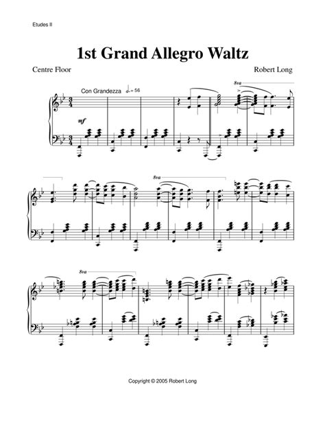 Ballet Piano Sheet Music 1st Grand Allegro Waltz From Etudes Ii By Robert Long Sheet Music For