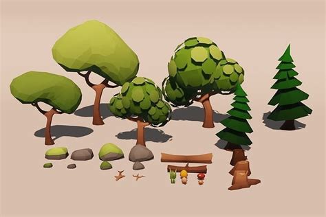 3d Model Low Poly Nature Assets Vr Ar Low Poly Cgtrader