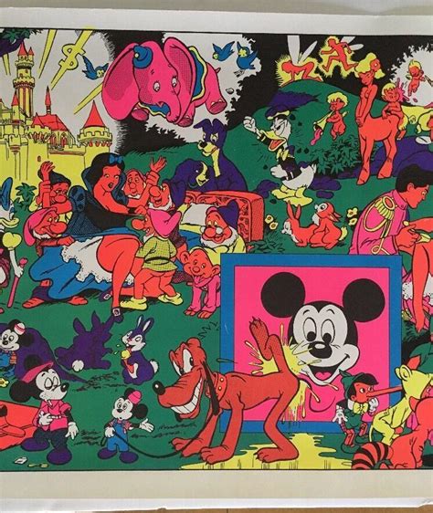 Vintage Black Light Poster Disney Pin Up Wally Wood Orgy Sex Drugs Psychedelic