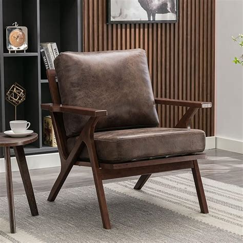 Bonzy Home Mid Century Modern Accent Chair Upholstered PU Leather