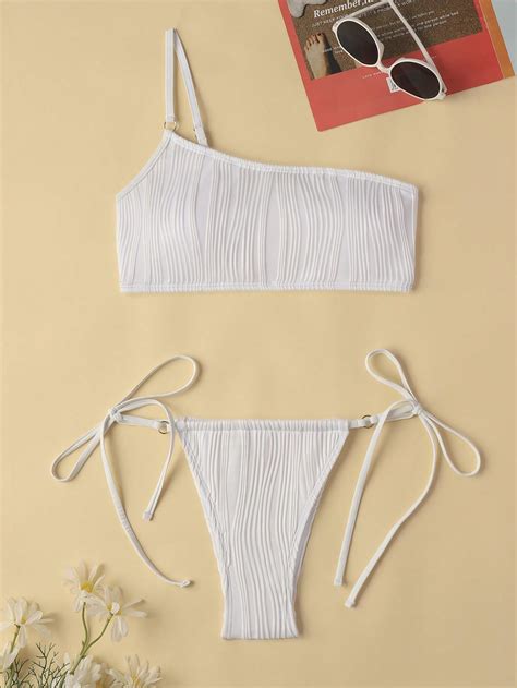 Shein Shein Swim Vcay One Shoulder Tie Side Bikini Swimsuit Shein Usa