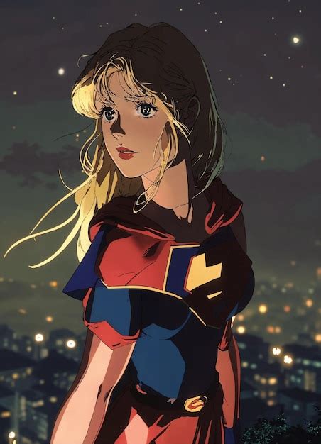1990s Anime Featuring A Beautiful Blonde Supergirl Ghibli Style In 4K Resolution With Warm