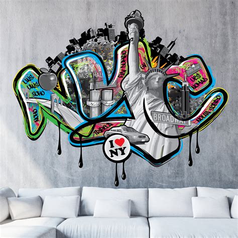 NYC Graffiti Wall Decal Modern Street Edgy Art Large Spray | Etsy