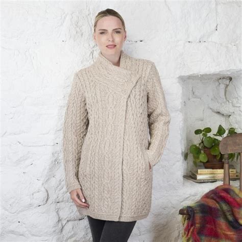 Ladies Three Quarter Length Aran Coat With Images Quarter Length